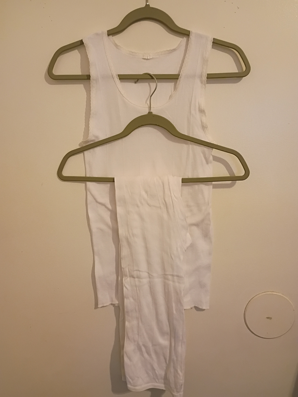 Women's White Ribbed Tank Pajama Set - Classic Comfort Sz XL